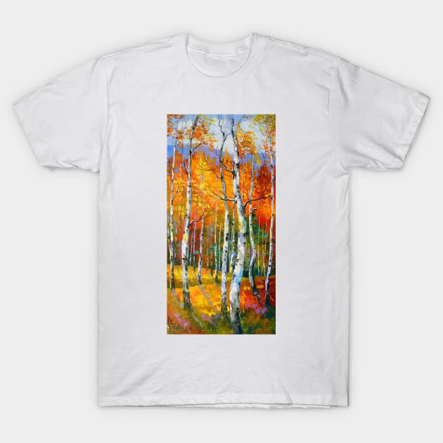 Birch in sunlight T-Shirt by OLHADARCHUKART